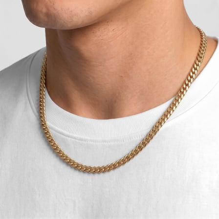Moncuk Design Ezme Balık Sırtı Erkek Çelik Kolye Gold 5x2mm 55cm 3351ECK039