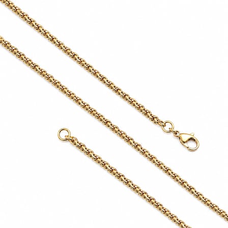 Moncuk Design Hasır Örgü Erkek Çelik Kolye 2mm 55cm Gold 3351ECK040