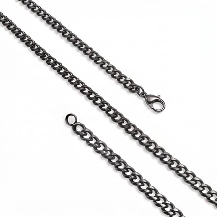 Moncuk Design Mariner Zincir Erkek Çelik Kolye 6x2mm 55cm Siyah 3351ECK043