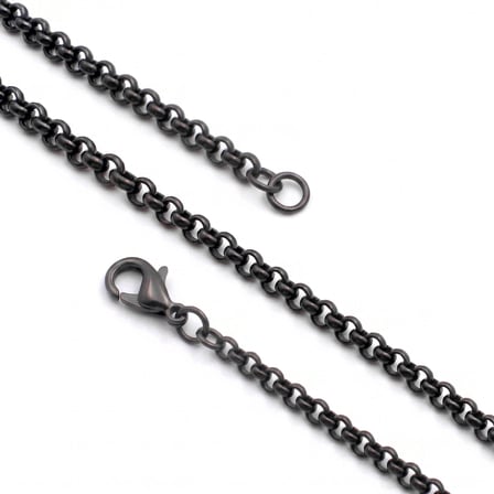 Moncuk Design Forse Erkek Çelik Kolye 4mm 55cm Siyah 3351ECK046