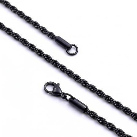 Moncuk Design Rope Halat Erkek Çelik Kolye 2mm 55cm Siyah 3351ECK047
