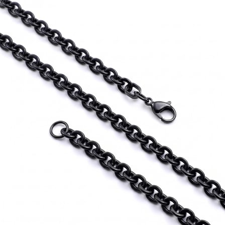 Moncuk Design Mariner Zincir Erkek Çelik Kolye 6mm 55cm Siyah 3351ECK048