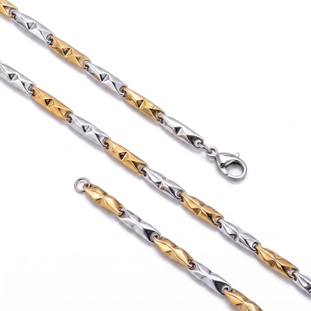 Moncuk Design Baklava Desenli Kibrit Erkek Çelik Kolye 3mm 55cm Üç Renkli 3351ECK054