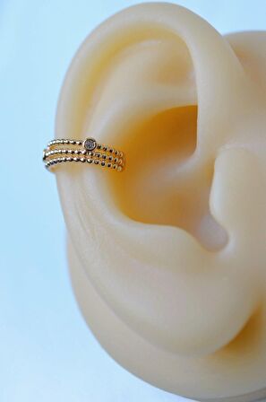 Sıkıştırmalı Kıkırdak Küpesi Mini Taşlı Earcuff