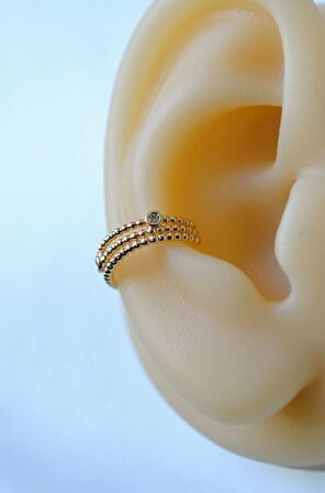 Sıkıştırmalı Kıkırdak Küpesi Mini Taşlı Earcuff