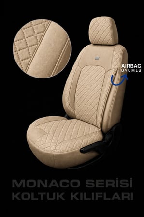 Opel Mokka 2012+ Uyumlu Monaco Serisi Eviza Deri Detaylı Bej Koltuk Kılıfı