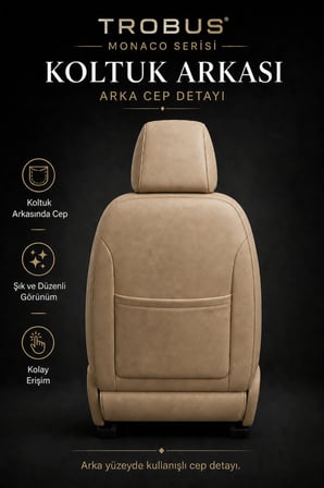 Opel Mokka 2012+ Uyumlu Monaco Serisi Eviza Deri Detaylı Bej Koltuk Kılıfı
