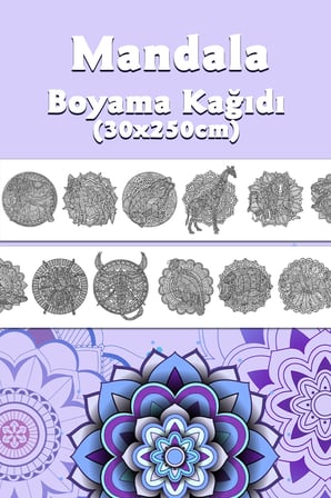 Mandala Dev Boyama Kağıdı 2,5 Metre Rulo Boyama Kağıdı - Çocuk Eğitici Boyama