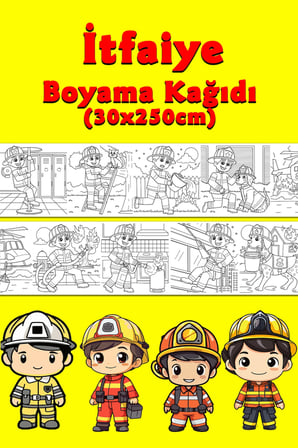 İtfaiye Dev Boyama Kağıdı 2,5 Metre Rulo Boyama Kağıdı - Çocuk Eğitici Boyama