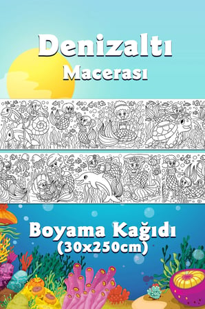 Maceralı Denizaltı Dev Boyama Kağıdı 2,5 Metre Rulo Boyama Kağıdı - Çocuk Eğitici Boyama