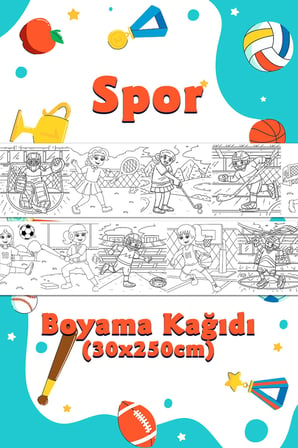 Spor Temalı Dev Boyama Kağıdı 2,5 Metre Rulo Boyama Kağıdı - Çocuk Eğitici Boyama
