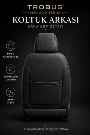 Renault Symbol 2008+ Uyumlu Monaco Serisi Eviza Deri Detaylı Mavi Koltuk Kılıfı