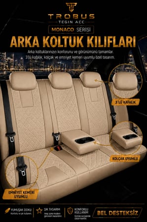 Suzuki Swift 2005+ Uyumlu Monaco Serisi Eviza Deri Detaylı Bej Koltuk Kılıfı