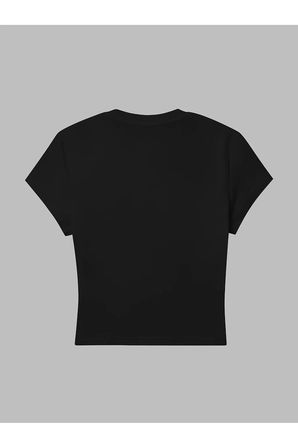 Kadın Deniz Temalı Crop Baby Tee Yıldız Çiçek Kaplumbağa Baskılı Y2K Estetik %100 Pamuk Tişört