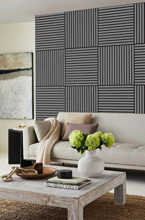 WİNFLEX MİNİ EKO AKUSTİK AHŞAP PANEL  ANTRASİT GRİ- 60X60CM