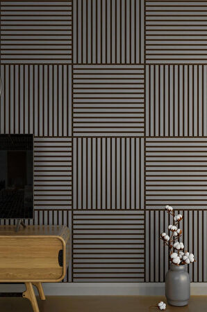 WİNFLEX MİNİ EKO AKUSTİK AHŞAP PANEL  ANTRASİT GRİ- 60X60CM