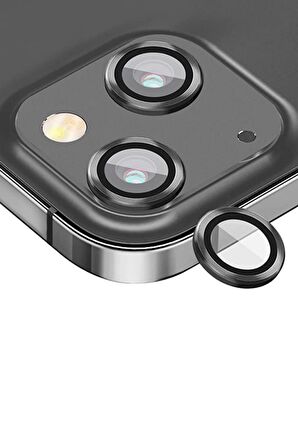 Monker iPhone 13 Gece Yarısı Uyumlu Kamera Koruyucu Cam Siyah Lens Mercek Koruyucu