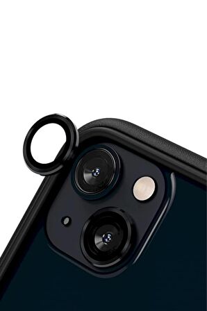 Monker iPhone 13 Gece Yarısı Uyumlu Kamera Koruyucu Cam Siyah Lens Mercek Koruyucu