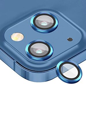 Monker iPhone 13 Mini Mavi Uyumlu Kamera Koruyucu Cam Mavi Lens Mercek Koruyucu