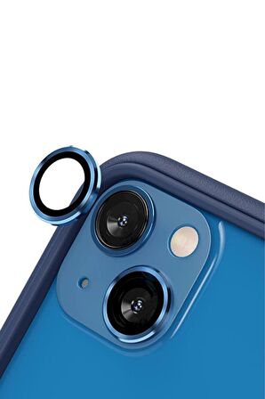 Monker iPhone 13 Mini Mavi Uyumlu Kamera Koruyucu Cam Mavi Lens Mercek Koruyucu