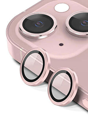 Monker iPhone 13 Mini Pembe Uyumlu Kamera Koruyucu Cam Pembe Lens Mercek Koruyucu