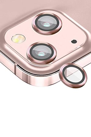 Monker iPhone 13 Mini Pembe Uyumlu Kamera Koruyucu Cam Pembe Lens Mercek Koruyucu