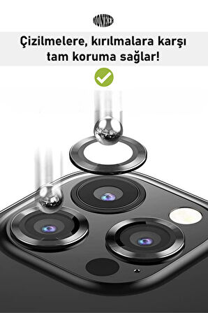 Monker iPhone 13 Pro Grafit Uyumlu Kamera Koruyucu Cam Siyah Lens Mercek Koruyucu