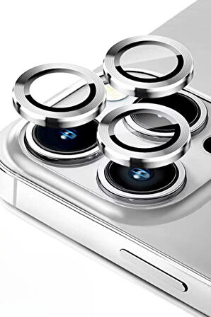 Monker iPhone 13 Pro Max Silver Uyumlu Kamera Koruyucu Cam Gümüş Lens Mercek Koruyucu