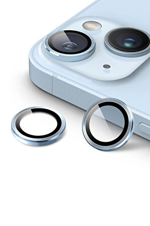 Monker iPhone 14 Uyumlu Mavi Kamera Koruyucu Cam Lens Koruyucu Kılıf Kamera Koruması