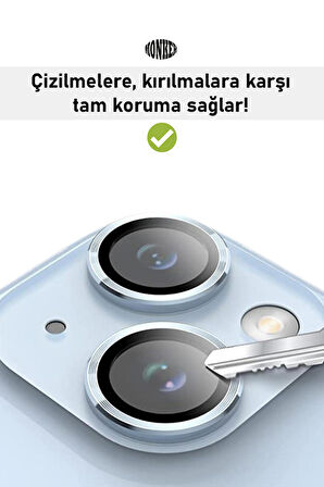 Monker iPhone 14 Uyumlu Mavi Kamera Koruyucu Cam Lens Koruyucu Kılıf Kamera Koruması