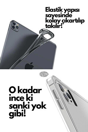 Monker iPad Pro 11 M2 4. Nesil 2022 Uyumlu Şeffaf Silikon Tablet Kılıfı Kapak Renksiz 11 inç