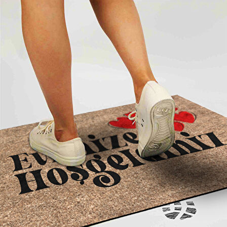 Monnhein Kapı Önü Paspası - Modern ve Şık Kapı Paspası | Ev, Ofis ve Dış Mekân Kullanımı İçin (Kalpten Hoş Geldiniz)