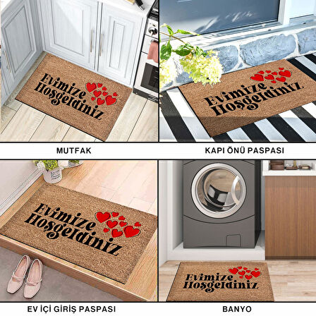 Monnhein Kapı Önü Paspası - Modern ve Şık Kapı Paspası | Ev, Ofis ve Dış Mekân Kullanımı İçin (Kalpten Hoş Geldiniz)