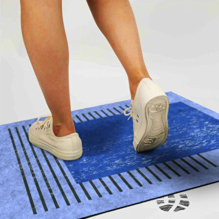 Monnhein Kapı Önü Paspası - Modern ve Şık Kapı Paspası | Ev, Ofis ve Dış Mekân Kullanımı İçin (Mavi Minimal)