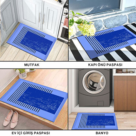 Monnhein Kapı Önü Paspası - Modern ve Şık Kapı Paspası | Ev, Ofis ve Dış Mekân Kullanımı İçin (Mavi Minimal)