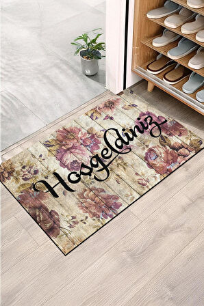 Monnhein Kapı Önü Paspası - Modern ve Şık Kapı Paspası | Ev, Ofis ve Dış Mekân Kullanımı İçin (Vintage Çiçek Hoşgeldiniz)