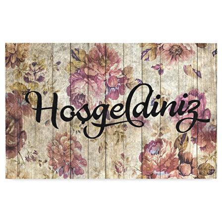 Monnhein Kapı Önü Paspası - Modern ve Şık Kapı Paspası | Ev, Ofis ve Dış Mekân Kullanımı İçin (Vintage Çiçek Hoşgeldiniz)