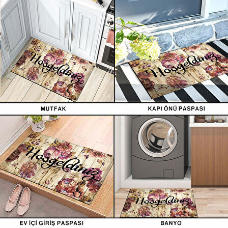 Monnhein Kapı Önü Paspası - Modern ve Şık Kapı Paspası | Ev, Ofis ve Dış Mekân Kullanımı İçin (Vintage Çiçek Hoşgeldiniz)