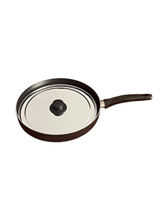 MyHomeMnk Paslanmaz Kapaklı , Granit Kaplama , Balık Tavası - Sac Tava - Ince/ Hafif - 30Cm  - Gold/Siyah