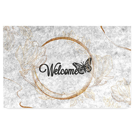 Monnhein Kapı Önü Paspası - Modern ve Şık Kapı Paspası | Ev, Ofis ve Dış Mekân Kullanımı İçin (Butterfly Welcome)
