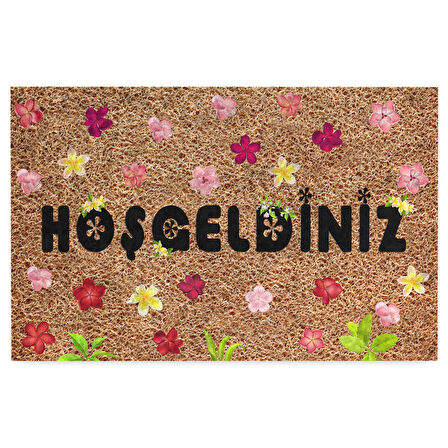 Monnhein Kapı Önü Paspası - Modern ve Şık Kapı Paspası | Ev, Ofis ve Dış Mekân Kullanımı İçin (Hoşgeldiniz with Flowers)