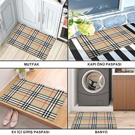 Monnhein Kapı Önü Paspası - Modern ve Şık Kapı Paspası | Ev, Ofis ve Dış Mekân Kullanımı İçin (Ekose)