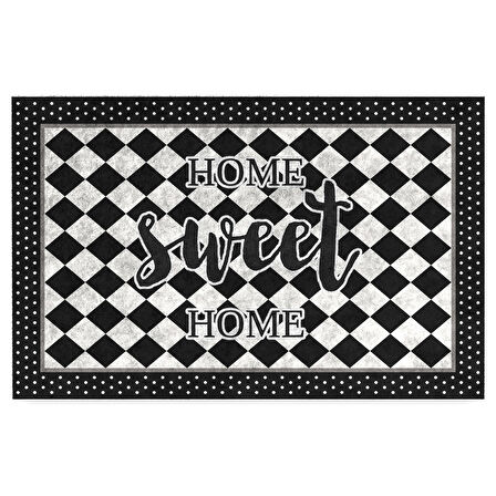 Monnhein Kapı Önü Paspası - Modern ve Şık Kapı Paspası | Ev, Ofis ve Dış Mekân Kullanımı İçin (Checkered Sweet Home)