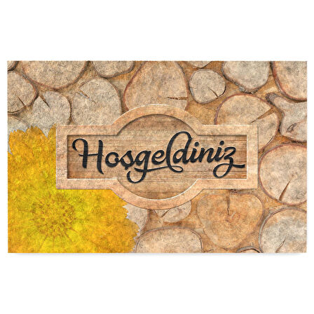 Monnhein Kapı Önü Paspası - Modern ve Şık Kapı Paspası | Ev, Ofis ve Dış Mekân Kullanımı İçin (Sarı Çiçek Hoşgeldiniz)