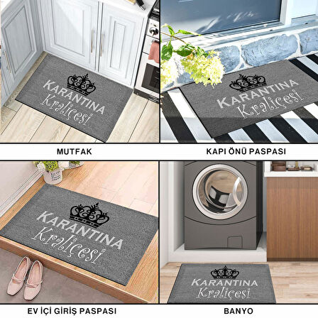 Monnhein Kapı Önü Paspası - Modern ve Şık Kapı Paspası | Ev, Ofis ve Dış Mekân Kullanımı İçin (Karantina Kraliçesi)