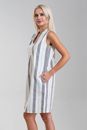 Bold & Young Cepli Yıkanmış Pamuk Likralı Elbise