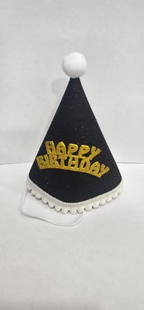 Delux Serisi Fotoğraf Stüdyo Kıyafet HAPPY BİRTHDAY SİYAH GOLD KEÇE BEBEK ŞAPKASI