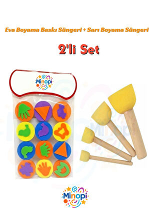 12'li Sünger Eva Baskı Ve Ponpon Sünger Fırça Boyama Hobi Etkinlik Sanat