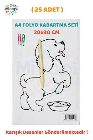 25 Paket Alüminyum Folyo Kabartma Seti 20x30 cm Karışık Desenler Aliminyum Folyo Seti Kabartma