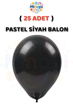( 25 Adet ) Siyah Balon 12'' Lateks Pastel Balon Doğum Günü Organizasyon Süsleme